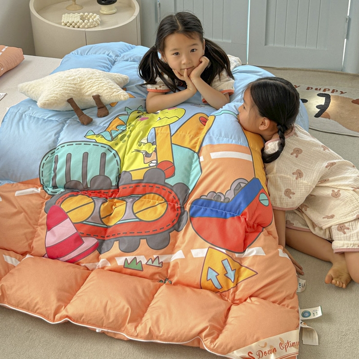 91家纺网 家纺一手货源 找家纺 暖羽屋羽绒馆 2025新款鹅绒被子 儿童羽绒被芯95白鹅绒 幼儿园冬被 学生羽绒被宿舍春秋被 恐龙挖掘机