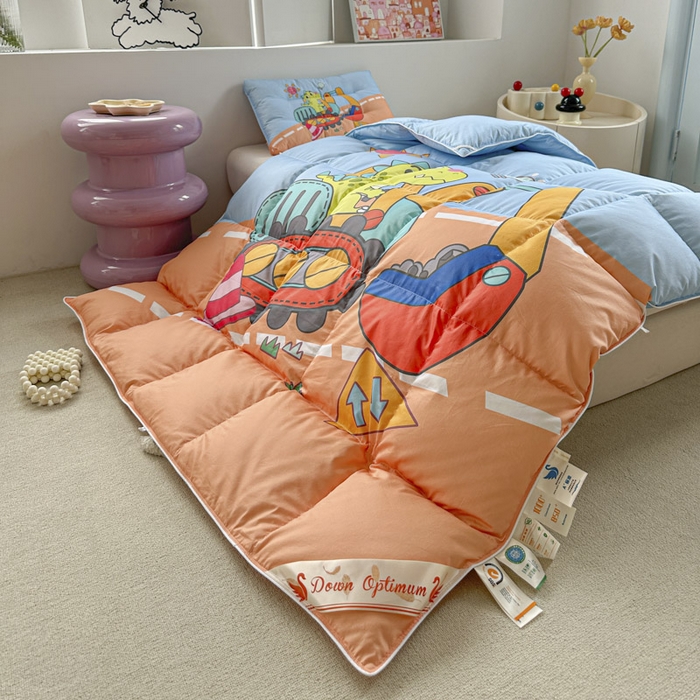 91家纺网 家纺一手货源 找家纺 暖羽屋羽绒馆 2025新款鹅绒被子 儿童羽绒被芯95白鹅绒 幼儿园冬被 学生羽绒被宿舍春秋被 恐龙挖掘机