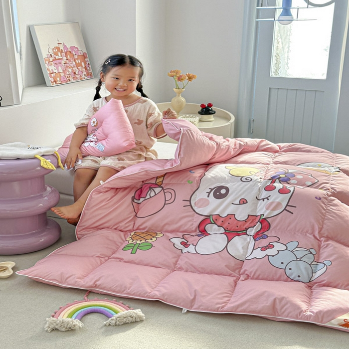 91家纺网 家纺一手货源 找家纺 暖羽屋羽绒馆 2025新款鹅绒被子 儿童羽绒被芯95白鹅绒 幼儿园冬被 学生羽绒被宿舍春秋被 美食猫咪