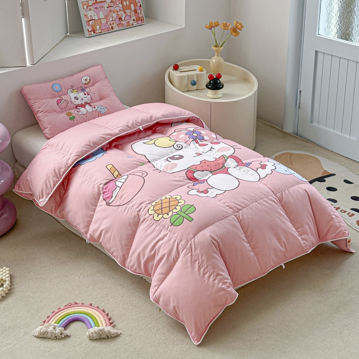 91家纺网 家纺一手货源 找家纺 暖羽屋羽绒馆 2025新款鹅绒被子 儿童羽绒被芯95白鹅绒 幼儿园冬被 学生羽绒被宿舍春秋被 美食猫咪