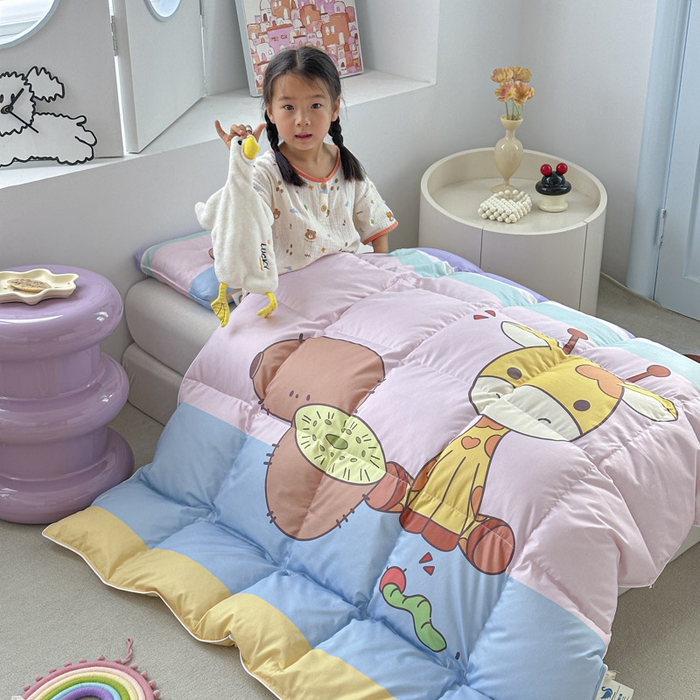 91家纺网 家纺一手货源 找家纺 暖羽屋羽绒馆 2025新款鹅绒被子 儿童羽绒被芯95白鹅绒 幼儿园冬被 学生羽绒被宿舍春秋被 水果鹿鹿