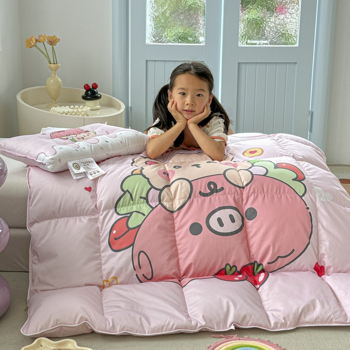 91家纺网 家纺一手货源 找家纺 暖羽屋羽绒馆 2025新款鹅绒被子 儿童羽绒被芯95白鹅绒 幼儿园冬被 学生羽绒被宿舍春秋被 猪猪熊