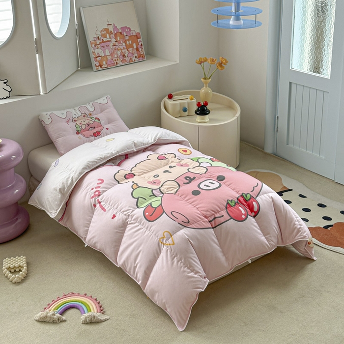 91家纺网 家纺一手货源 找家纺 暖羽屋羽绒馆 2025新款鹅绒被子 儿童羽绒被芯95白鹅绒 幼儿园冬被 学生羽绒被宿舍春秋被 猪猪熊