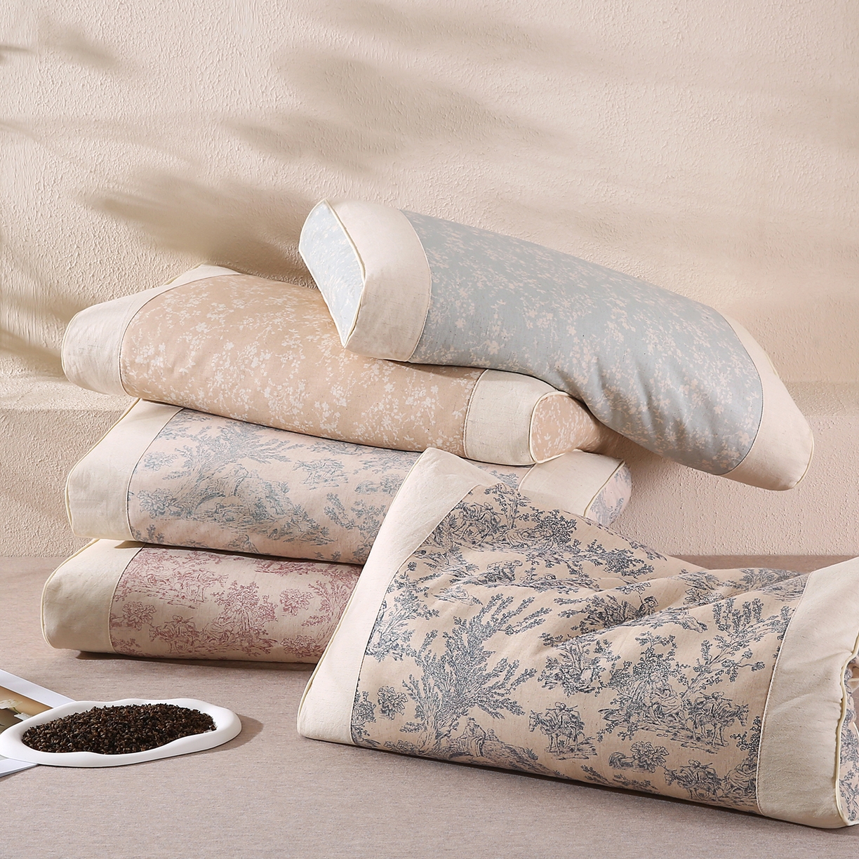 91家纺网 家纺一手货源 找家纺 梵希良品家纺 2025新款枕头护颈椎国潮棉麻纯荞麦壳可拆洗可替换内胆助睡眠枕头枕芯 组合图仅做展示不可下单