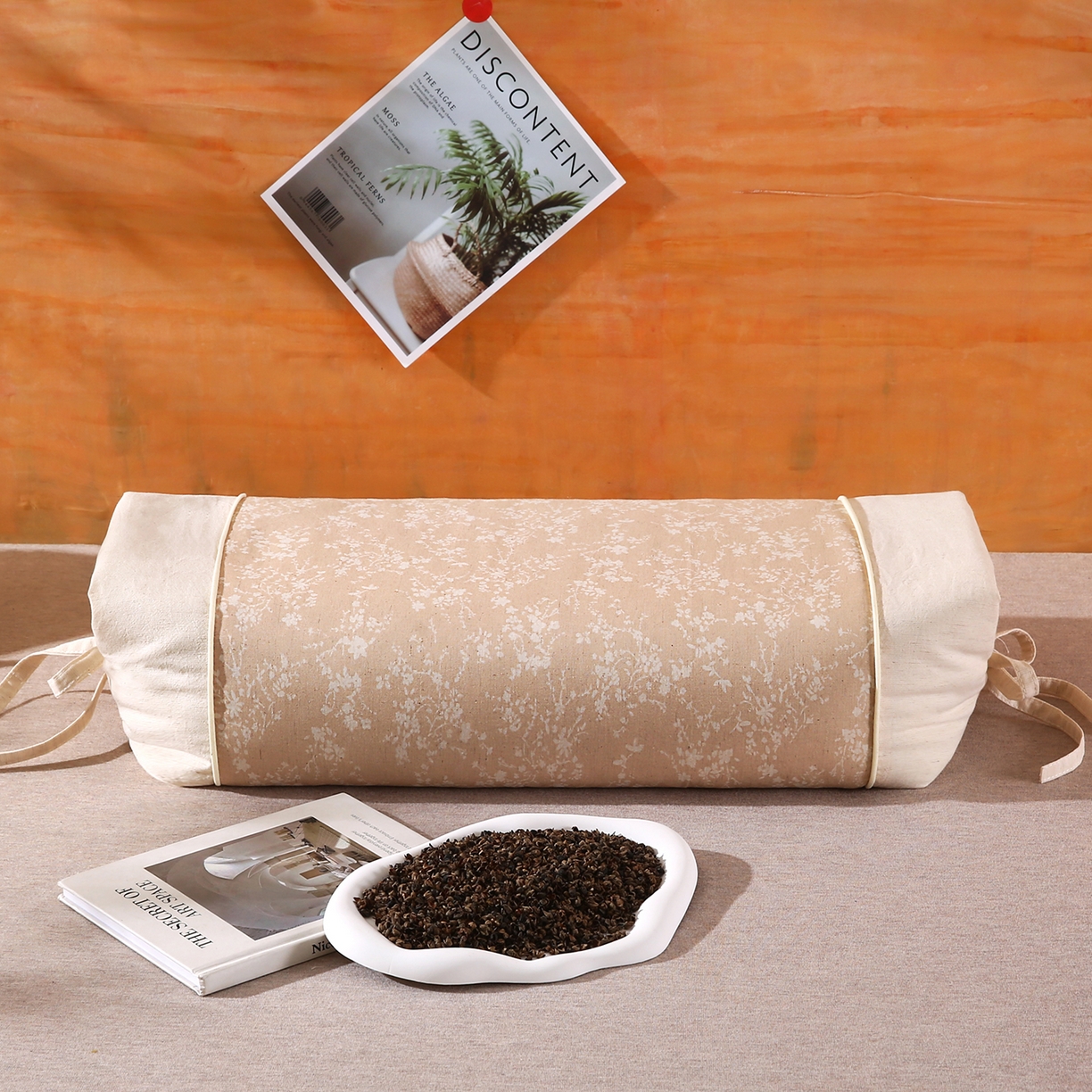 91家纺网 家纺一手货源 找家纺 梵希良品家纺 2025新款枕头护颈椎国潮棉麻系带款纯荞麦壳可拆卸可替换内胆助睡眠枕头枕芯 锦韵-亚麻棕