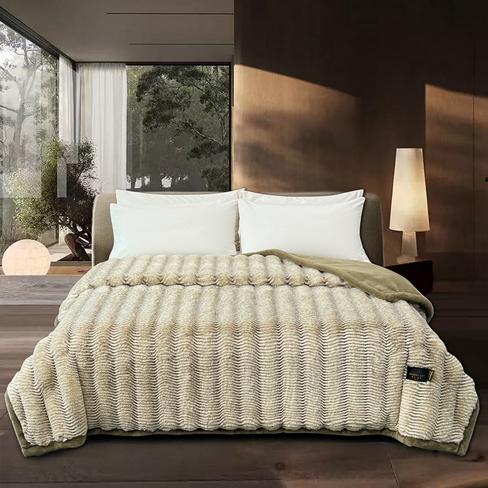 91家纺网 家纺一手货源 找家纺 （总）凯轩毛毯网销专供 2025新款婚庆仿皮草彩波纹艺术毯毛毯毯子-彩波纹