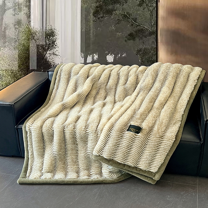 91家纺网 家纺一手货源 找家纺 （总）凯轩毛毯网销专供 2025新款婚庆仿皮草彩波纹艺术毯毛毯毯子-彩波纹