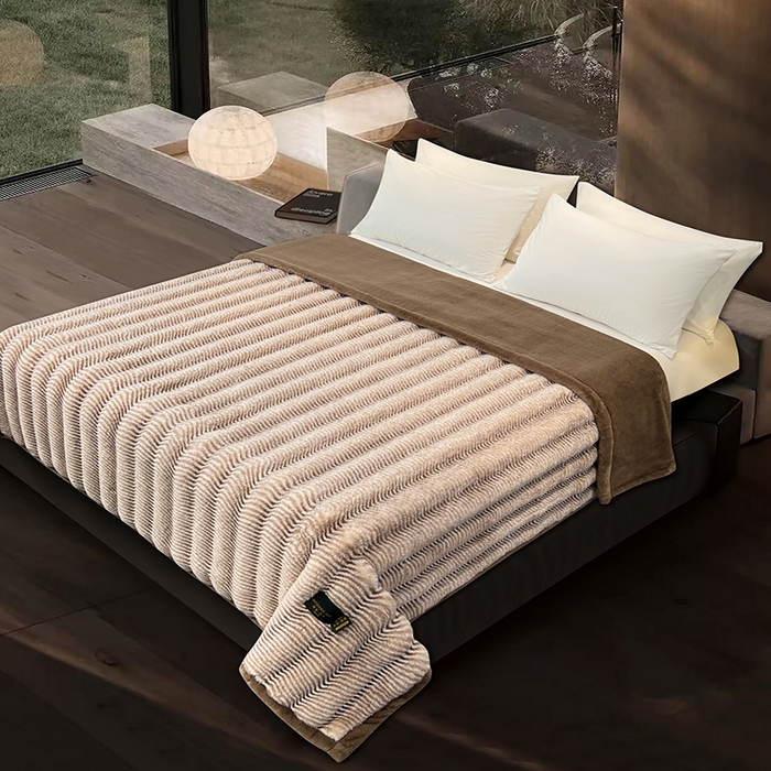 91家纺网 家纺一手货源 找家纺 凯轩毛毯网销专供 2025新款婚庆仿皮草彩波纹艺术毯毛毯毯子-彩波纹 彩波纹-咖啡棕