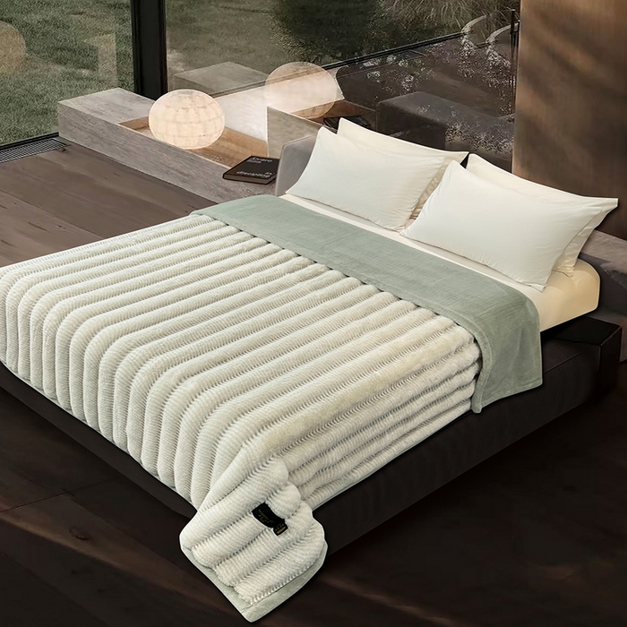 91家纺网 家纺一手货源 找家纺 凯轩毛毯网销专供 2025新款婚庆仿皮草彩波纹艺术毯毛毯毯子-彩波纹 彩波纹-浅绿