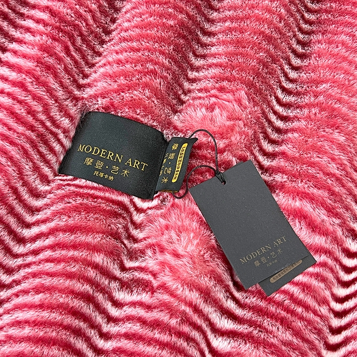 91家纺网 家纺一手货源 找家纺 凯轩毛毯网销专供 2025新款婚庆仿皮草彩波纹艺术毯毛毯毯子-彩波纹 彩波纹-珊瑚红