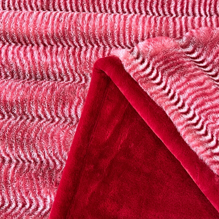 91家纺网 家纺一手货源 找家纺 凯轩毛毯网销专供 2025新款婚庆仿皮草彩波纹艺术毯毛毯毯子-彩波纹 彩波纹-珊瑚红