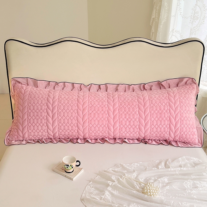 91家纺网 家纺一手货源 找家纺 （总）梦舒羽 2025新款牛奶绒夹棉花边枕套情侣双人加长枕芯套枕头套-轻奢