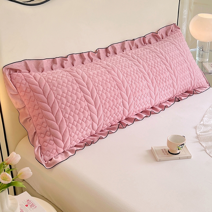 91家纺网 家纺一手货源 找家纺 （总）梦舒羽 2025新款牛奶绒夹棉花边枕套情侣双人加长枕芯套枕头套-轻奢