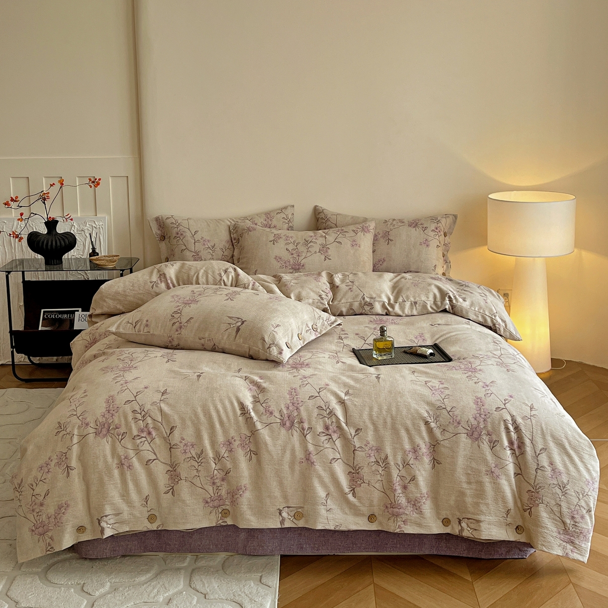 91家纺网 家纺一手货源 找家纺 （总）梵克保罗 2025新款亚麻纽扣款四件套