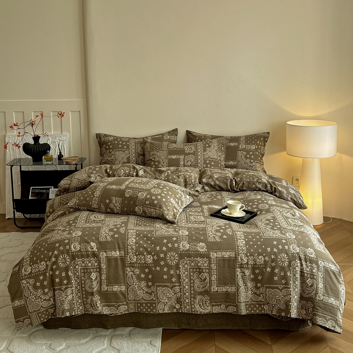 梵克保罗 2025新款亚麻纽扣款四件套 印象庄园