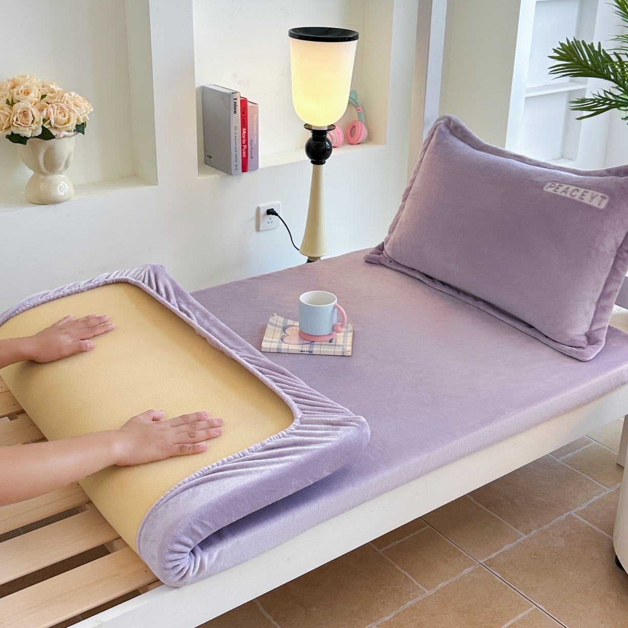 91家纺网 家纺一手货源 找家纺 梓之赫 2025新款230克全消光牛奶绒三件套-简居 简居-紫