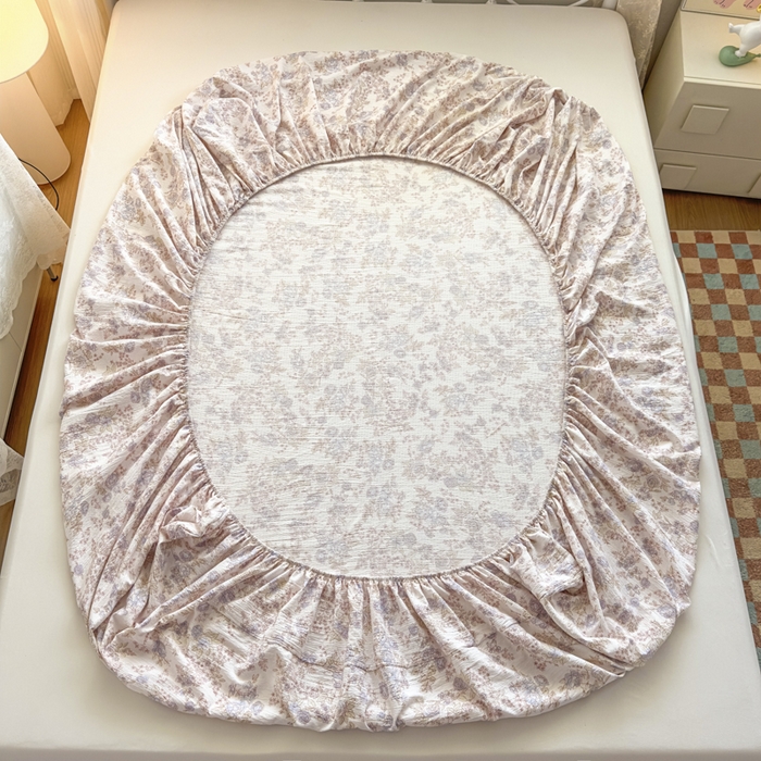 91家纺网 家纺一手货源 找家纺 爱彼家纺 2025新款水洗水洗棉印花床笠单品床笠床笠三件套风格一 淡彩花漾