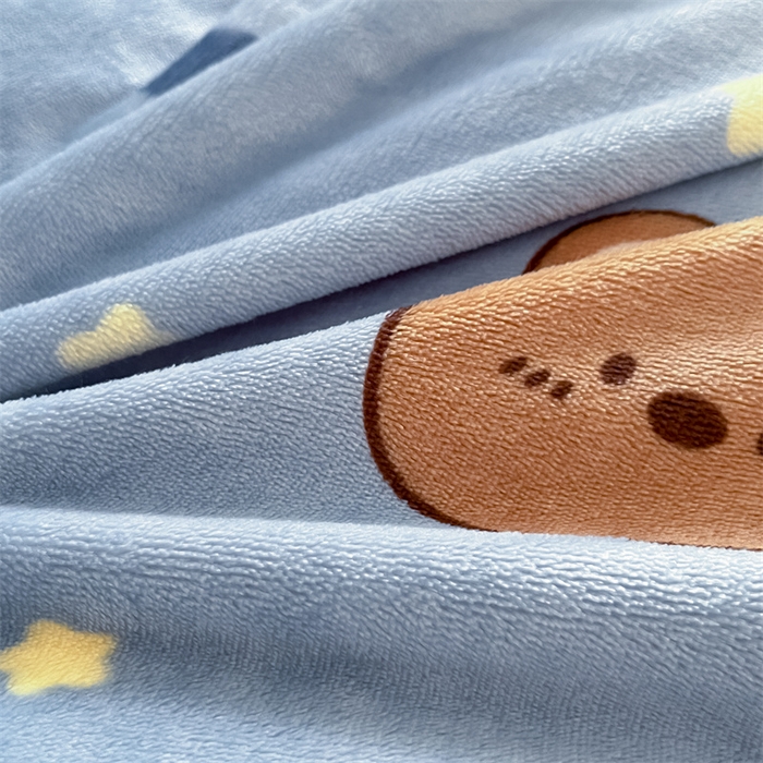 91家纺网 家纺一手货源 找家纺 寻米 2025新款高克重加厚保暖牛奶绒四件套-第二批 晚安小熊-灰