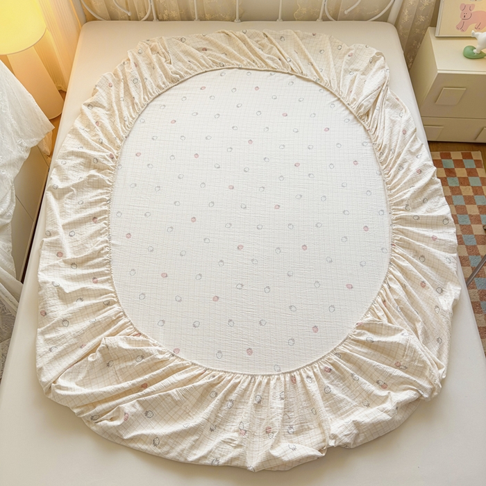 91家纺网 家纺一手货源 找家纺 爱彼家纺 2025新款水洗水洗棉印花床笠单品床笠床笠三件套风格一 格文草莓