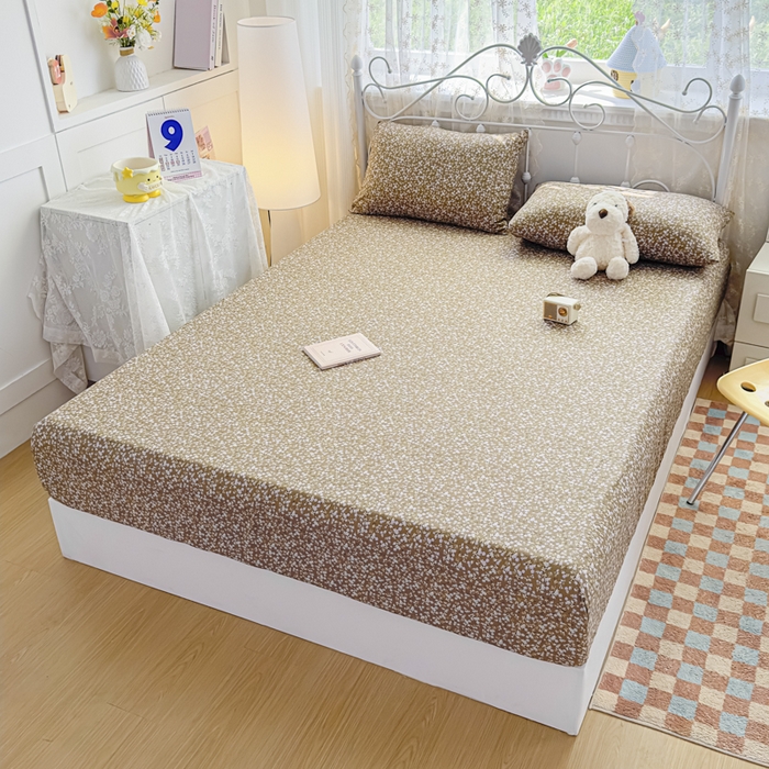 91家纺网 家纺一手货源 找家纺 爱彼家纺 2025新款水洗水洗棉印花床笠单品床笠床笠三件套风格一 花底碎星