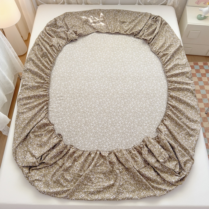 91家纺网 家纺一手货源 找家纺 爱彼家纺 2025新款水洗水洗棉印花床笠单品床笠床笠三件套风格一 花底碎星