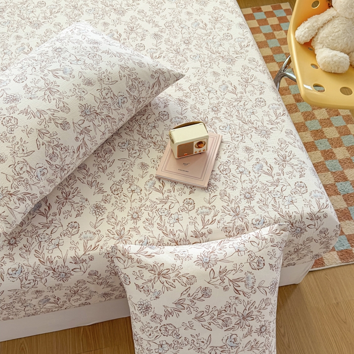 爱彼家纺 2025新款水洗水洗棉印花床笠单品床笠床笠三件套风格一 花盏