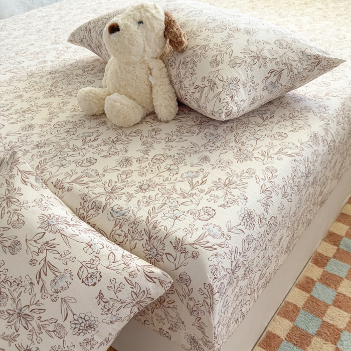 91家纺网 家纺一手货源 找家纺 爱彼家纺 2025新款水洗水洗棉印花床笠单品床笠床笠三件套风格一 花盏