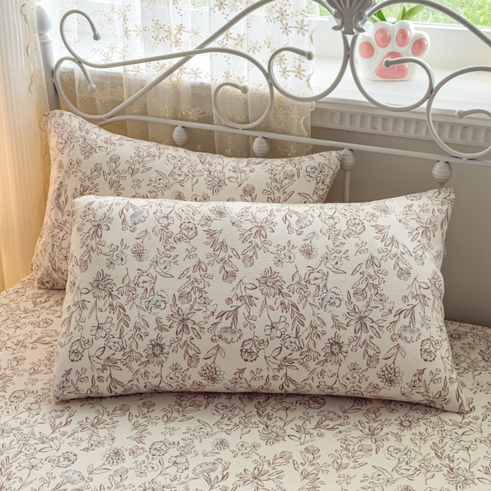 91家纺网 家纺一手货源 找家纺 爱彼家纺 2025新款水洗水洗棉印花床笠单品床笠床笠三件套风格一 花盏