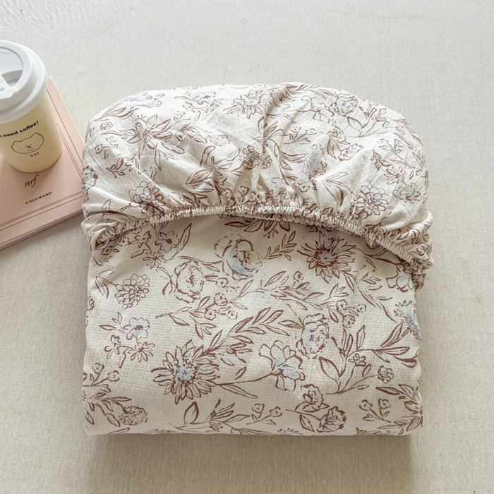 91家纺网 家纺一手货源 找家纺 爱彼家纺 2025新款水洗水洗棉印花床笠单品床笠床笠三件套风格一 花盏