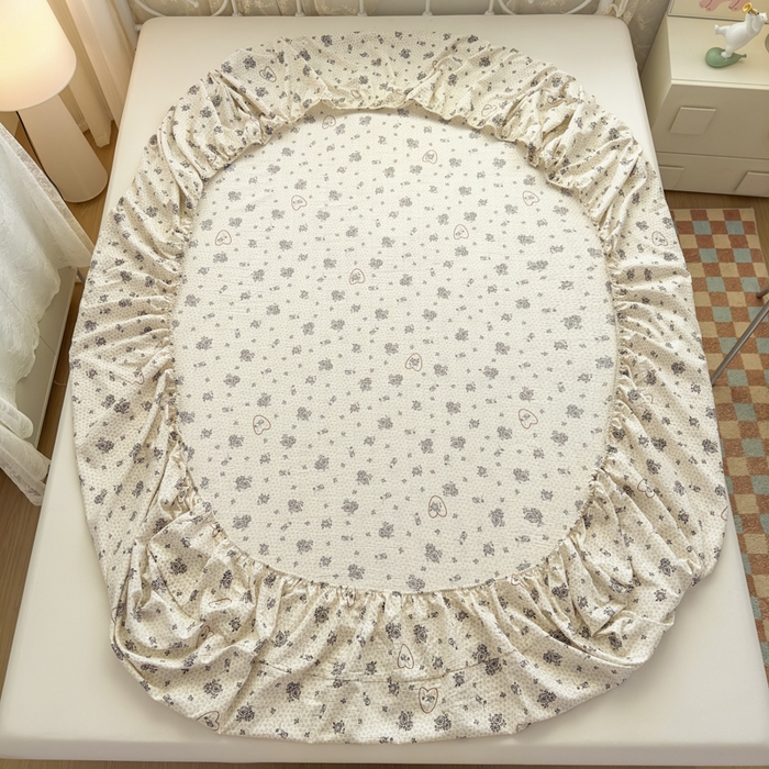 91家纺网 家纺一手货源 找家纺 爱彼家纺 2025新款水洗水洗棉印花床笠单品床笠床笠三件套风格一 玫瑰絮