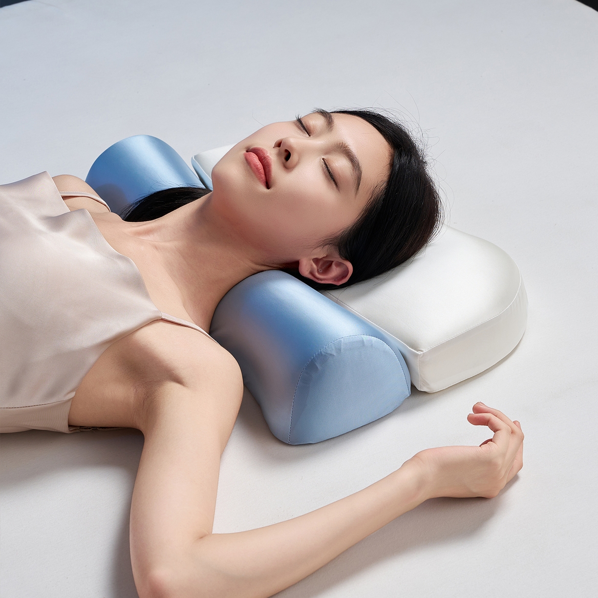 91家纺网 家纺一手货源 找家纺 乐可 2025新款零压记忆牵引枕头枕芯 零压记忆-牵引枕蓝