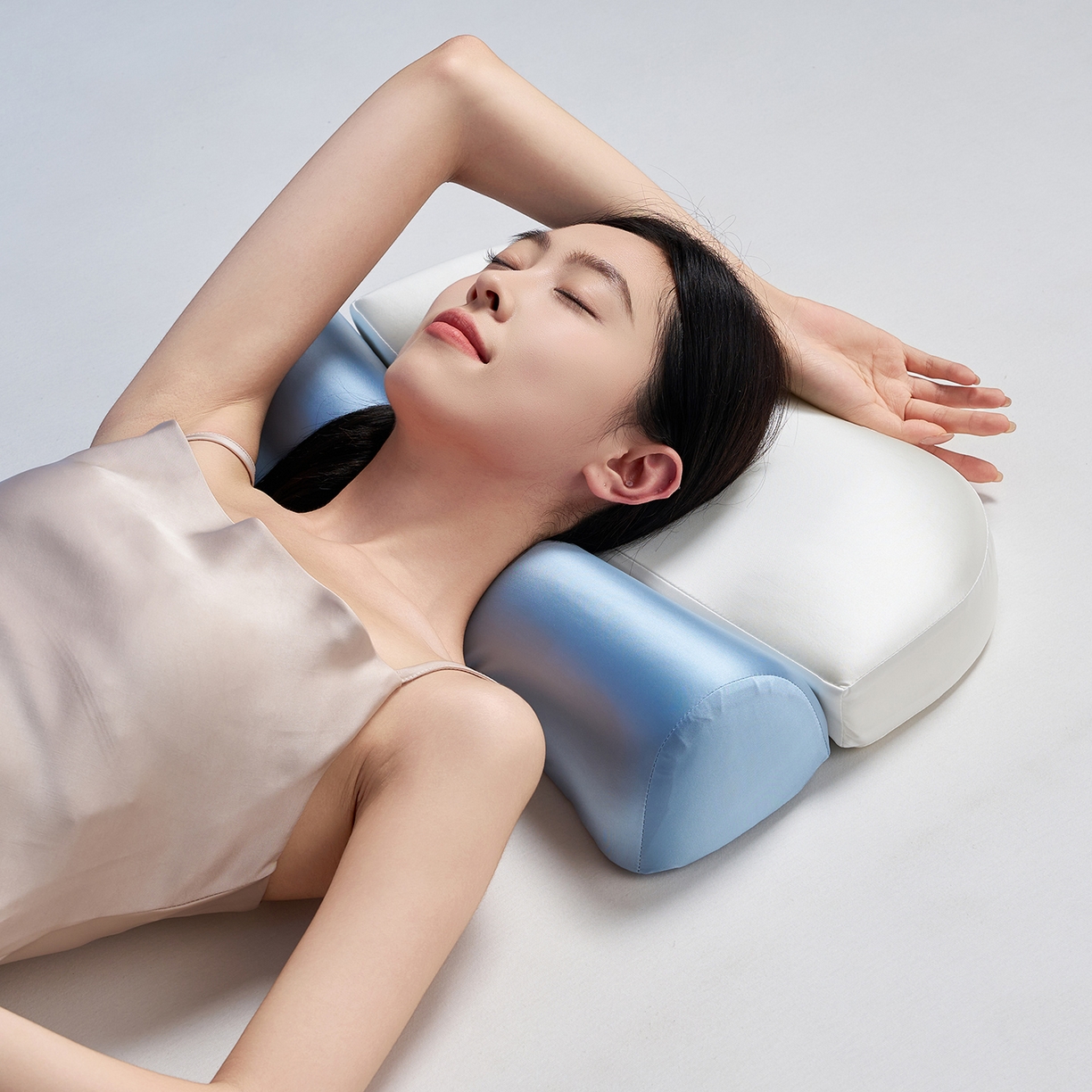 91家纺网 家纺一手货源 找家纺 乐可 2025新款零压记忆牵引枕头枕芯 零压记忆-牵引枕蓝