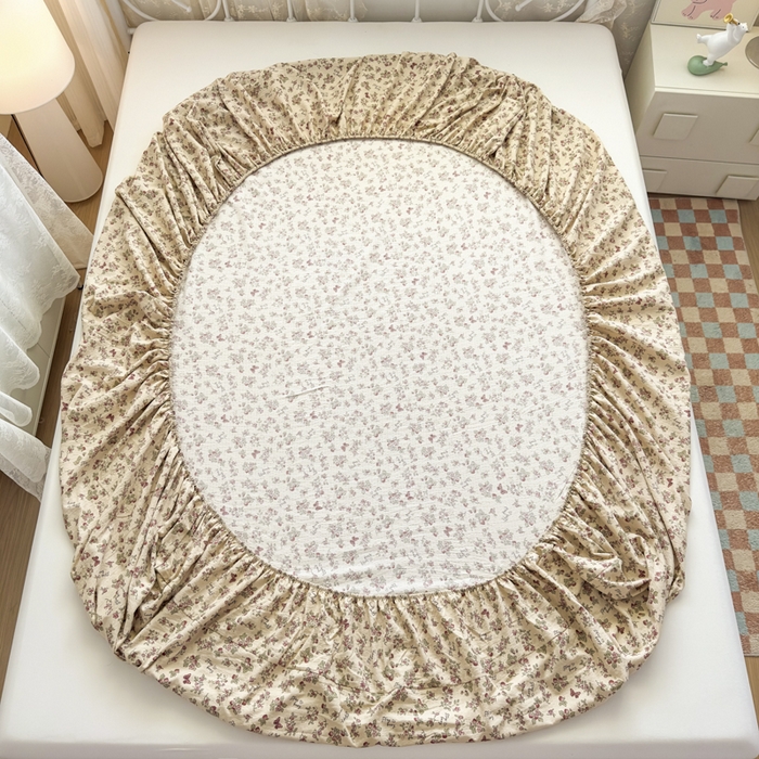 91家纺网 家纺一手货源 找家纺 爱彼家纺 2025新款水洗水洗棉印花床笠单品床笠床笠三件套风格一 莓花蝶语