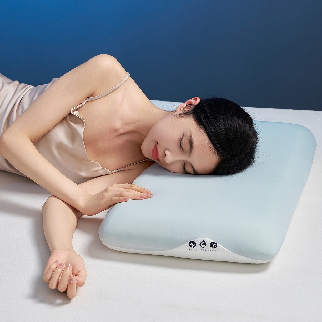 乐可 2025新款生物基艾草零度绵枕头枕芯 生物基艾草零度绵枕蓝