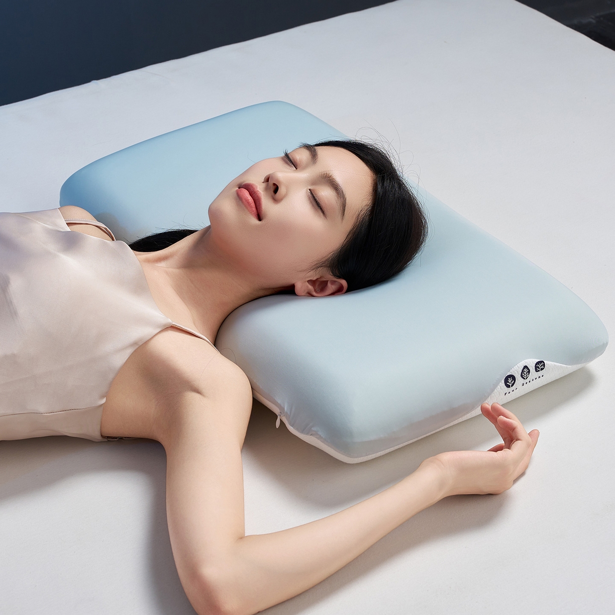 91家纺网 家纺一手货源 找家纺 乐可 2025新款生物基艾草零度绵枕头枕芯 生物基艾草零度绵枕蓝