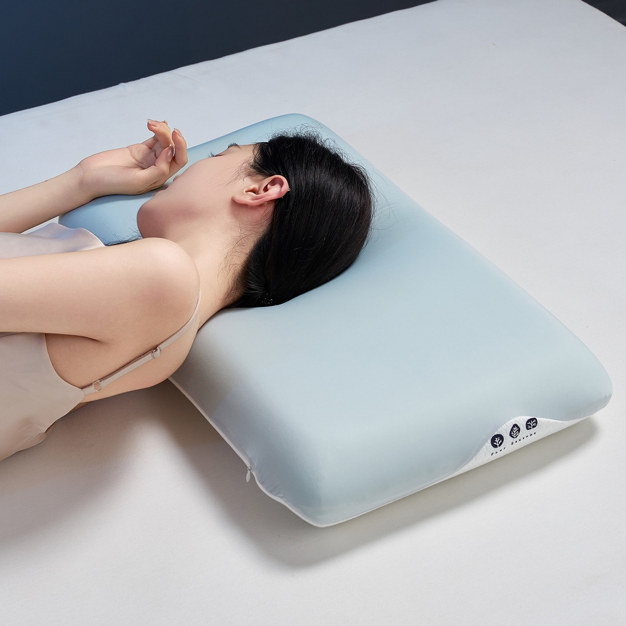 91家纺网 家纺一手货源 找家纺 乐可 2025新款生物基艾草零度绵枕头枕芯 生物基艾草零度绵枕蓝