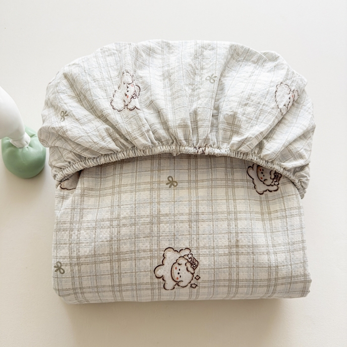 91家纺网 家纺一手货源 找家纺 爱彼家纺 2025新款水洗水洗棉印花床笠单品床笠床笠三件套风格一 小甜狗