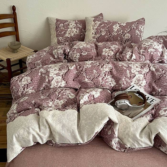 91家纺网 家纺一手货源 找家纺 （总）梵克保罗 2025新款亚麻复古花边系列四件套