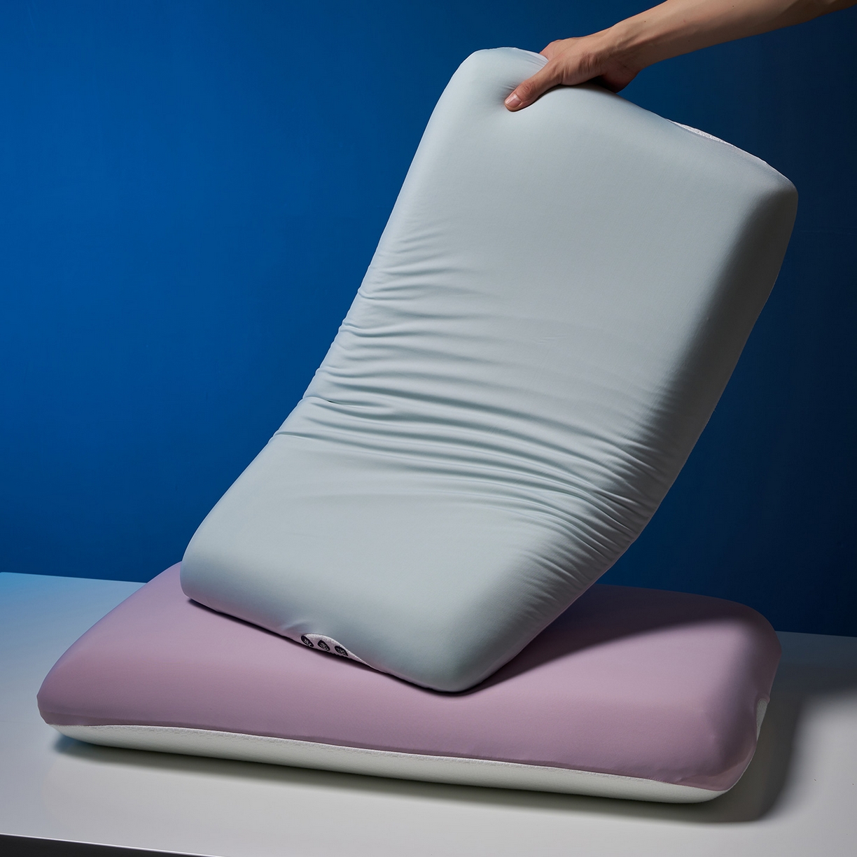 91家纺网 家纺一手货源 找家纺 乐可 2025新款生物基艾草零度绵枕头枕芯 生物基艾草零度绵枕蓝