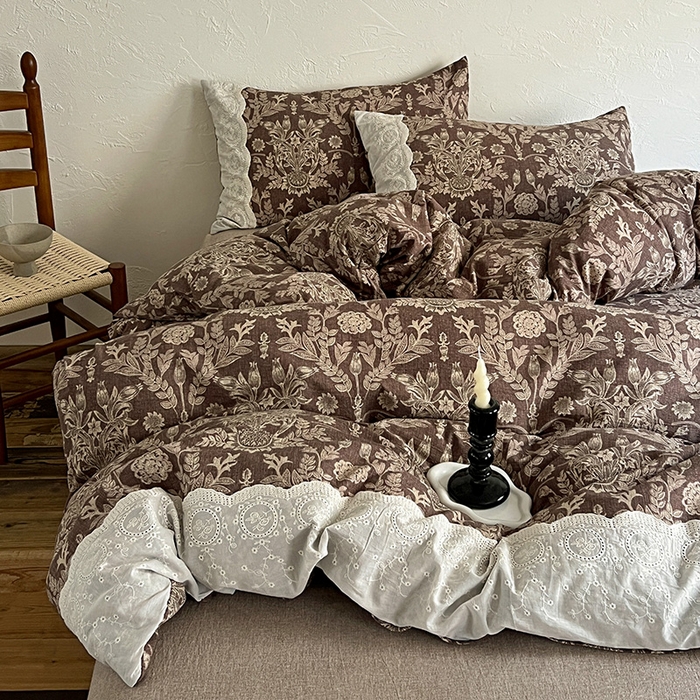 91家纺网 家纺一手货源 找家纺 （总）梵克保罗 2025新款亚麻复古花边系列四件套