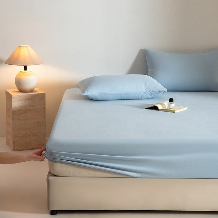 91家纺网 家纺一手货源 找家纺 Mr.pig猪先生水洗棉 2025新款A类50支双股全棉纯棉贡缎磨毛单床笠床笠单件 挪威蓝