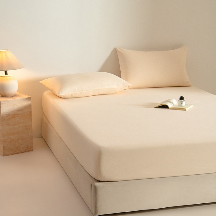 91家纺网 家纺一手货源 找家纺 Mr.pig猪先生水洗棉 2025新款A类50支双股全棉纯棉贡缎磨毛单床笠床笠单件 透玉粉