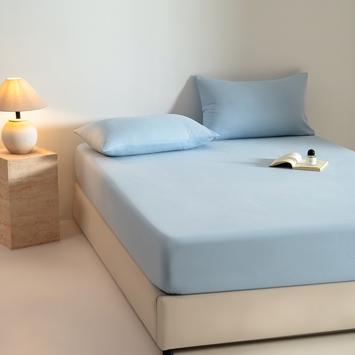 91家纺网 家纺一手货源 找家纺 Mr.pig猪先生水洗棉 2025新款A类50支双股全棉纯棉贡缎磨毛单床笠床笠单件 挪威蓝