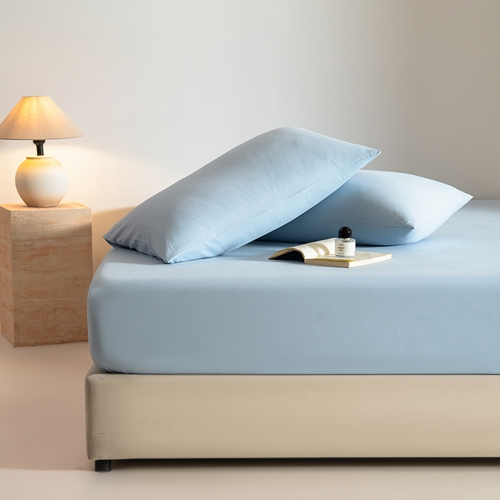 91家纺网 家纺一手货源 找家纺 Mr.pig猪先生水洗棉 2025新款A类50支双股全棉纯棉贡缎磨毛单床笠床笠单件 挪威蓝