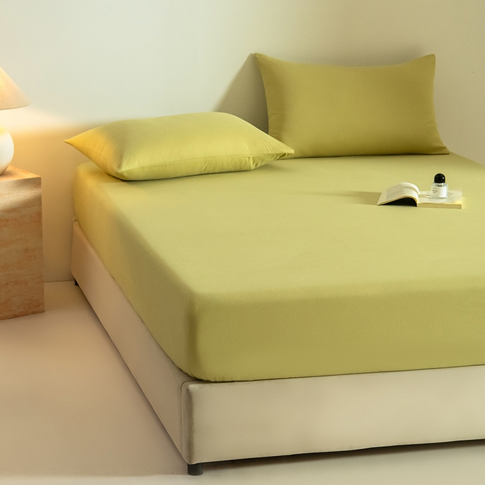 91家纺网 家纺一手货源 找家纺 Mr.pig猪先生水洗棉 2025新款A类50支双股全棉纯棉贡缎磨毛单床笠床笠单件 莫兰绿