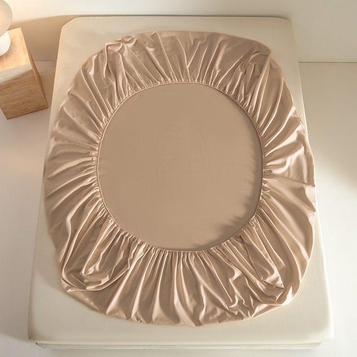 91家纺网 家纺一手货源 找家纺 Mr.pig猪先生水洗棉 2025新款A类50支双股全棉纯棉贡缎磨毛单床笠床笠单件 奶茶香槟