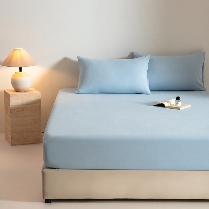 91家纺网 家纺一手货源 找家纺 Mr.pig猪先生水洗棉 2025新款A类50支双股全棉纯棉贡缎磨毛单床笠床笠单件 挪威蓝