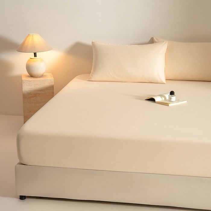 91家纺网 家纺一手货源 找家纺 Mr.pig猪先生水洗棉 2025新款A类50支双股全棉纯棉贡缎磨毛单床笠床笠单件 透玉粉