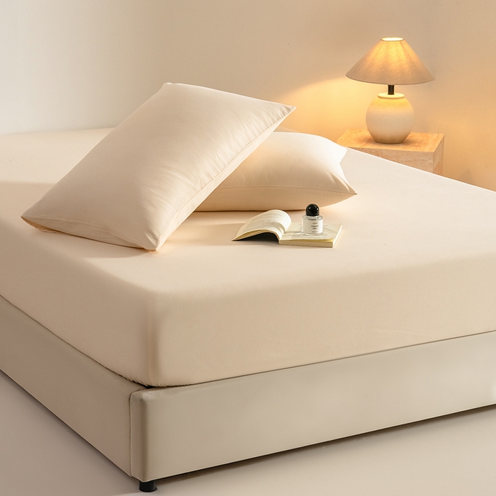 91家纺网 家纺一手货源 找家纺 Mr.pig猪先生水洗棉 2025新款A类50支双股全棉纯棉贡缎磨毛单床笠床笠单件 透玉粉