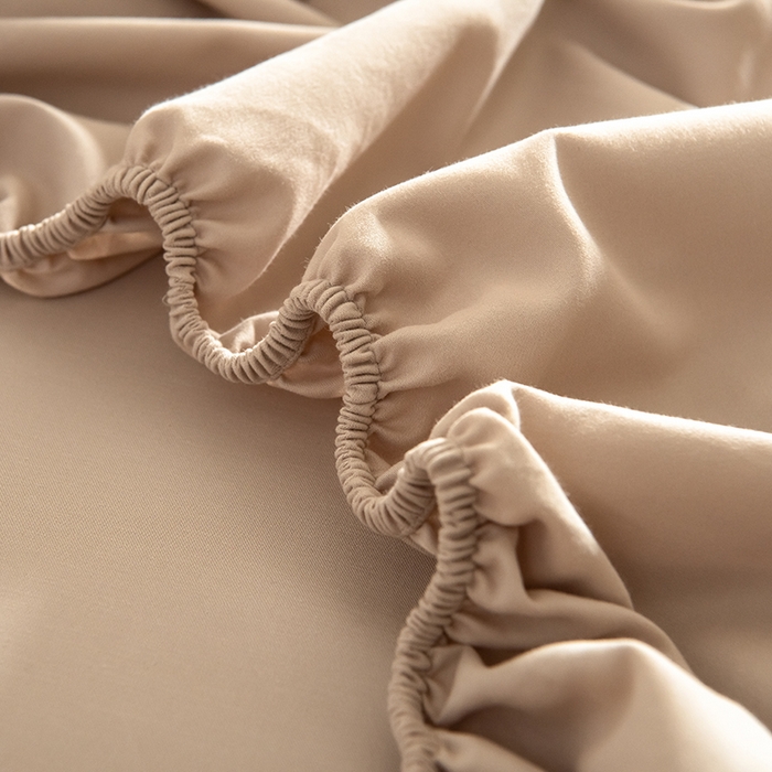 91家纺网 家纺一手货源 找家纺 Mr.pig猪先生水洗棉 2025新款A类50支双股全棉纯棉贡缎磨毛单床笠床笠单件 奶茶香槟